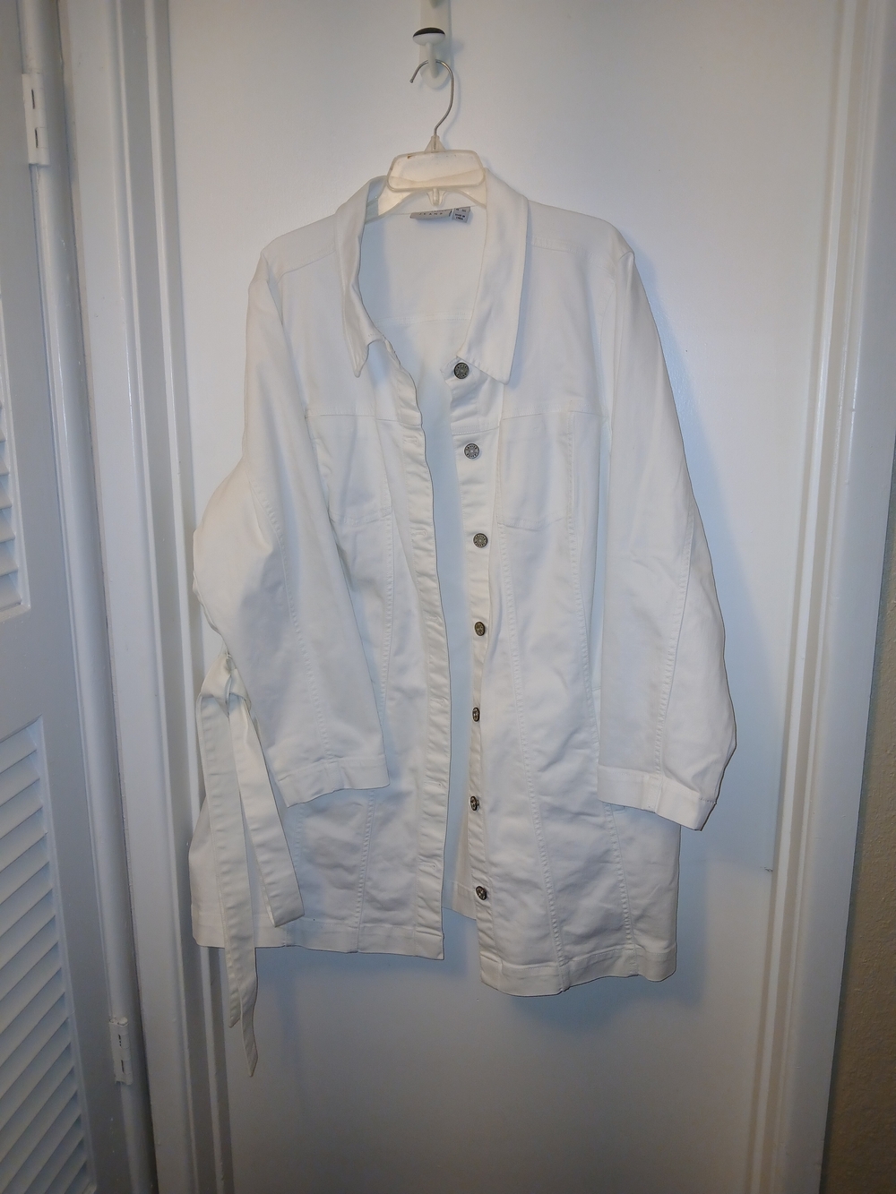 Susan Graver White Button-Front Jean Jacket